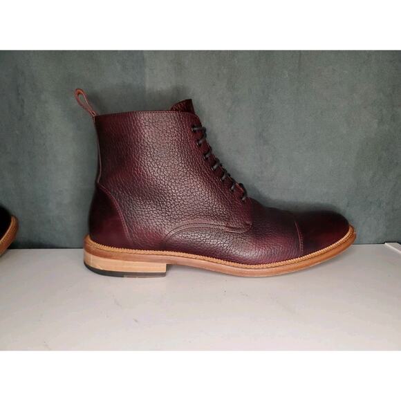 TAFT Rome Boot Oxblood Burgundy Pebbled Leather EU 44 US Mens 11 EUC - Picture 7 of 14
